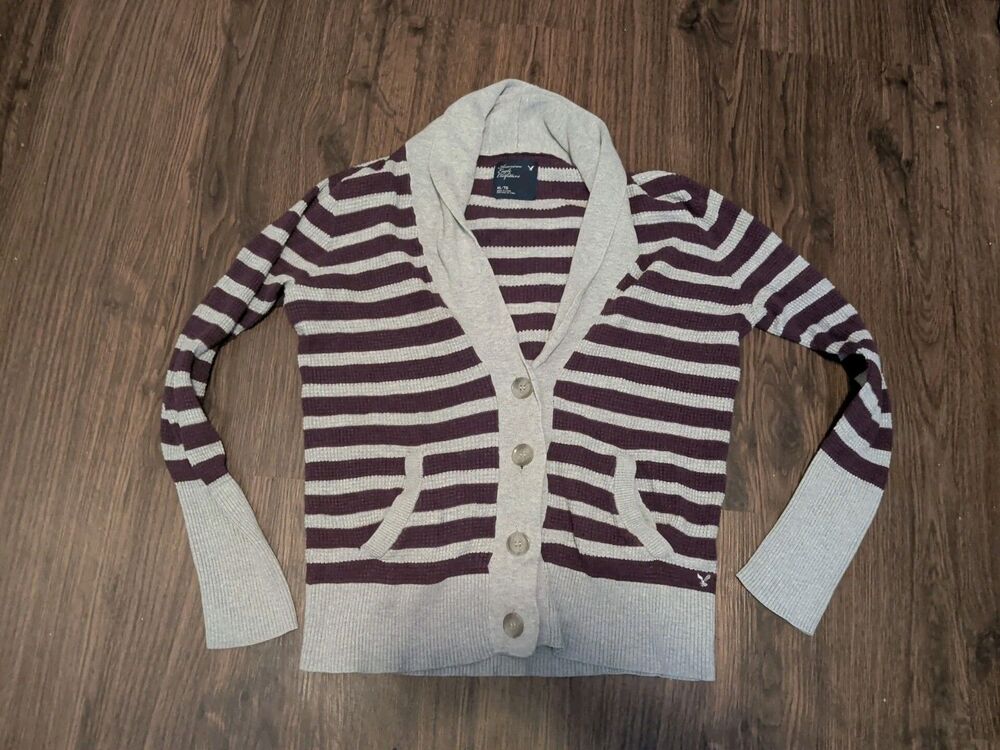 American Eagle Outfitters Women's Size XL Purple Gray Cardigan Sweater